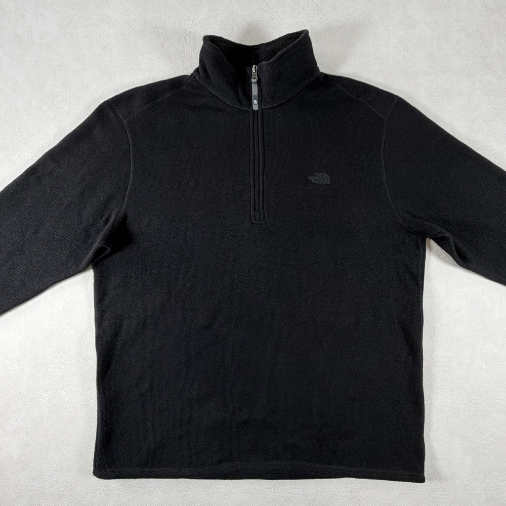 The North Face Mens Black Quarter Zip Fleece Pullover XL Mock Neck Logo